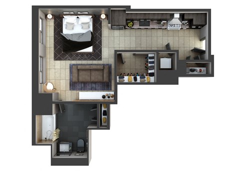 Floor plan for studio, 1 bath, 548 sqft